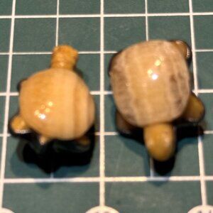 Vintage Sterling Silver Jasper Turtle Clip-On Earrings